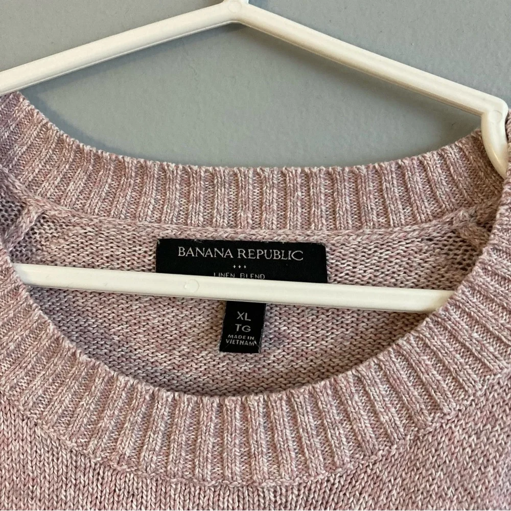 Banana republic pink knit sweater women’s size xl linen blend - Picture 3 of 5